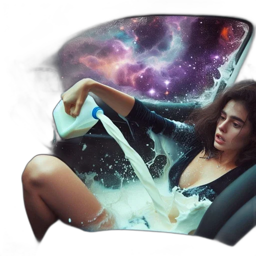 car, dress, fantasy art, vaporwave transparent PNG cut-out