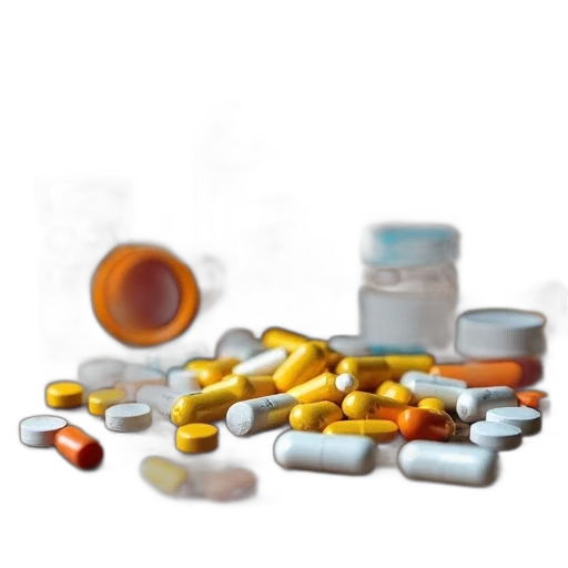 3d render, variety, colorful, pills transparent PNG cut-out