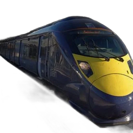 sleek, modern, train, blue transparent PNG cut-out