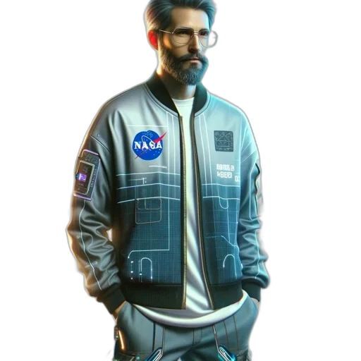 jacket, robot, staff, concept art transparent PNG cut-out