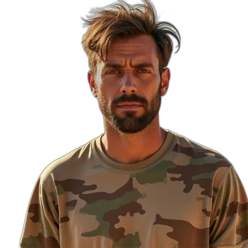 jacket, hair, face, staff transparent PNG cut-out