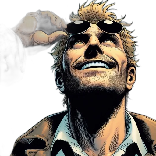 comic book art, concept art, middle-aged, man transparent PNG cut-out