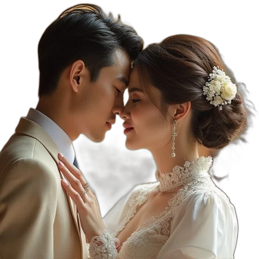 photorealistic, oil painting, wedding, fay transparent PNG cut-out