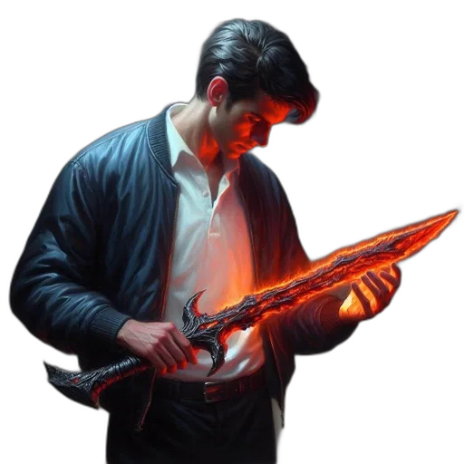 sword, weapon, jacket, staff transparent PNG cut-out