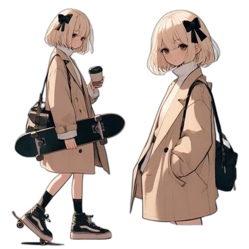 jacket, dress, creature, weapon transparent PNG cut-out