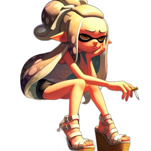dress, weapon, staff, hair transparent PNG cut-out