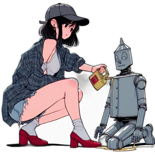 robot, cyberpunk, concept art, cartoon transparent PNG cut-out