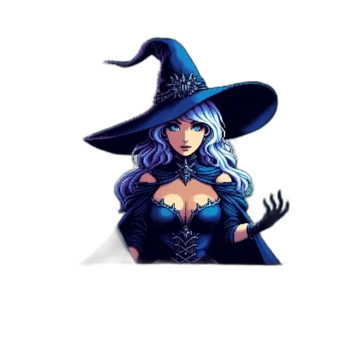 hat, dress, staff, fantasy art transparent PNG cut-out