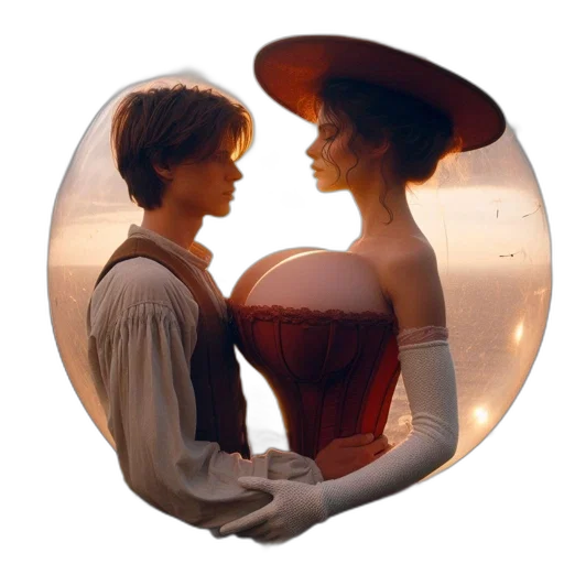 hat, photorealistic, oil painting, sunset transparent PNG cut-out