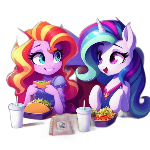 food, pixel art, concept art, vaporwave transparent PNG cut-out