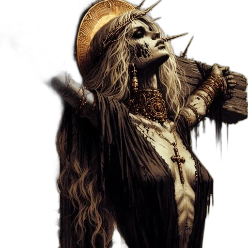 hair, staff, creature, fantasy art transparent PNG cut-out