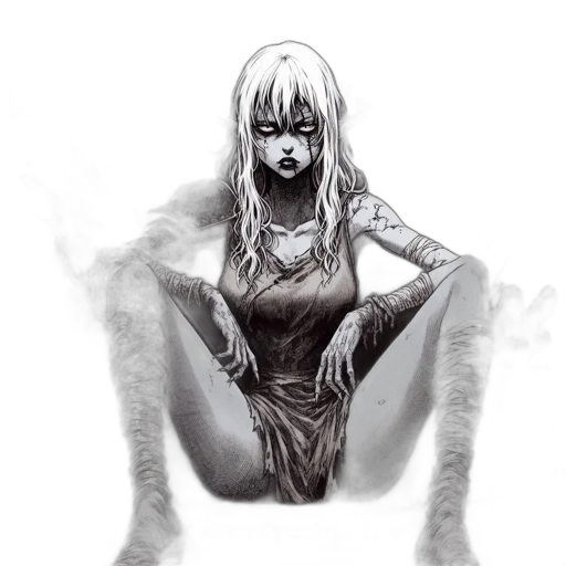 creature, dress, hair, fantasy art transparent PNG cut-out