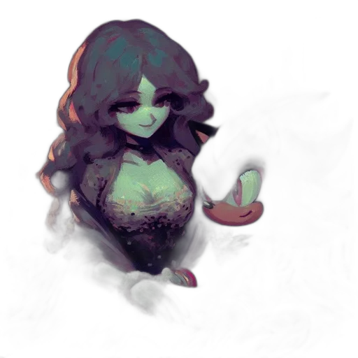 dress, creature, crown, staff transparent PNG cut-out