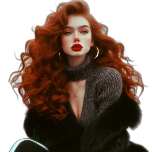 hair, jewelry, jacket, photorealistic transparent PNG cut-out