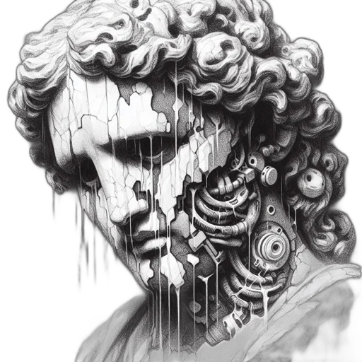 face, mask, pencil sketch, fantasy art transparent PNG cut-out