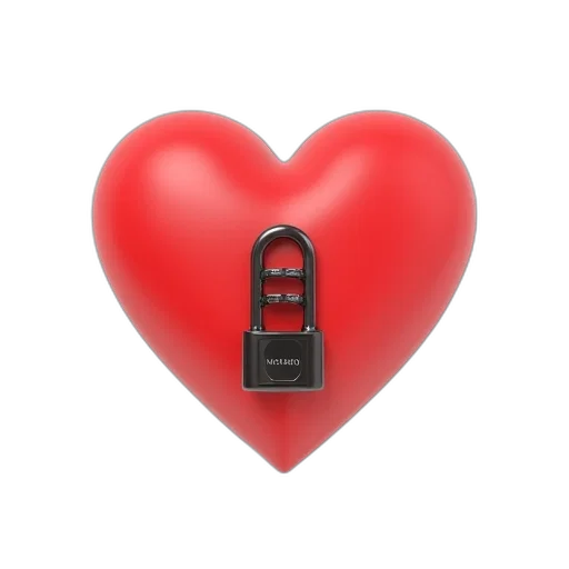 red, heart, locked, security transparent PNG cut-out