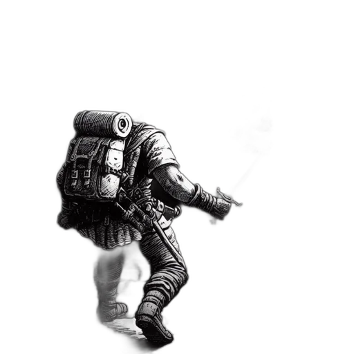 weapon, jacket, robot, staff transparent PNG cut-out