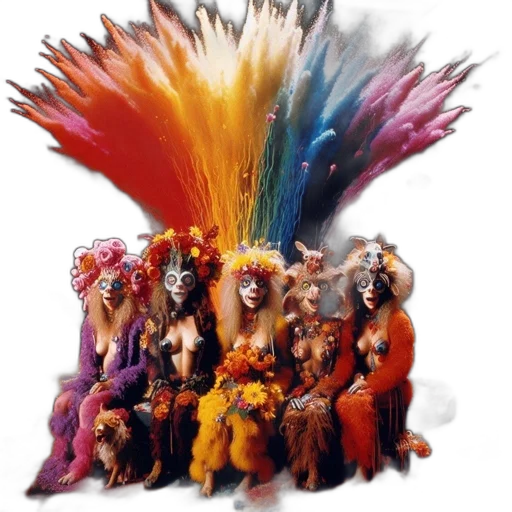 staff, hair, mask, crown transparent PNG cut-out