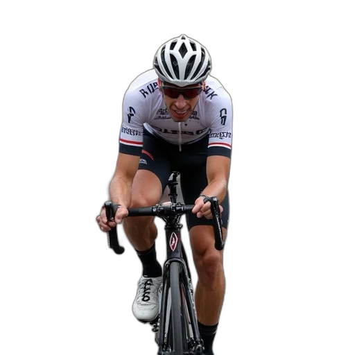 cyclist, center, receives, his transparent PNG cut-out