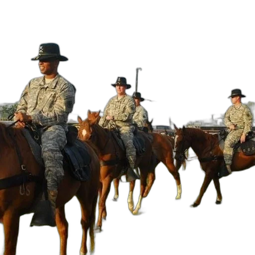 staff, group, soldiers, horseback transparent PNG cut-out