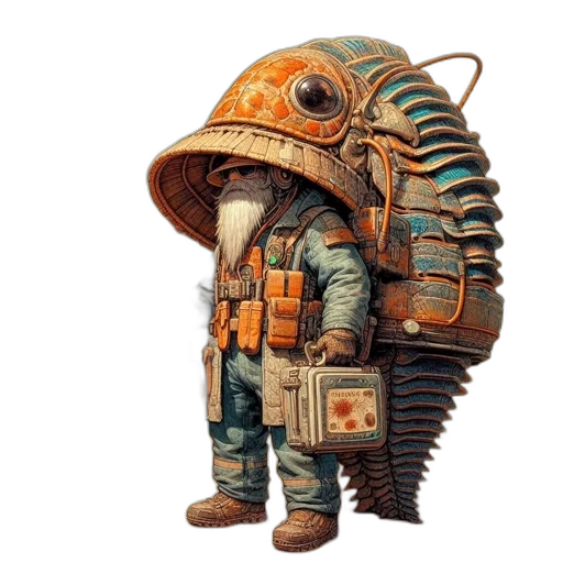 robot, mask, jacket, staff transparent PNG cut-out
