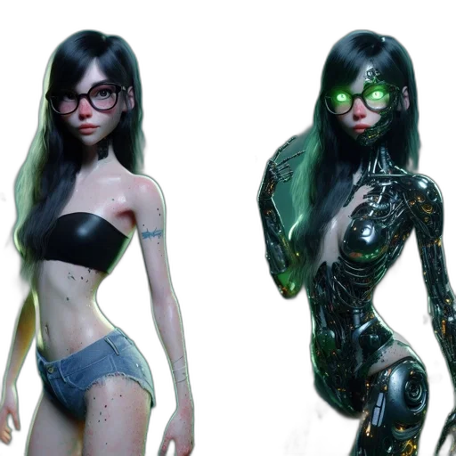 robot, concept art, 3d render, cyberpunk transparent PNG cut-out