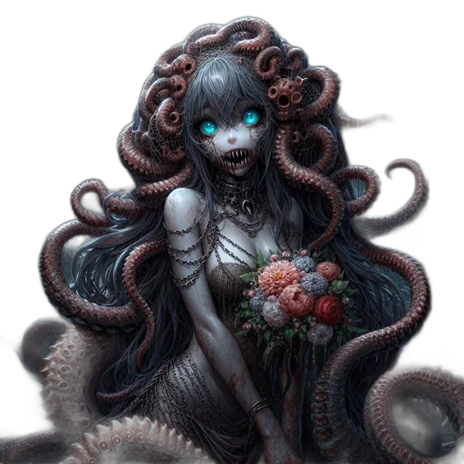 creature, dress, hair, fantasy art transparent PNG cut-out