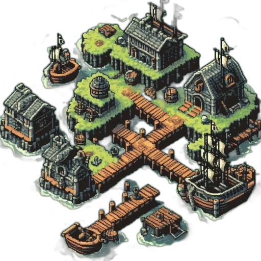 building, pixel art, concept art, fantasy art transparent PNG cut-out