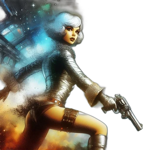 comic book art, concept art, cyberpunk, fantasy art transparent PNG cut-out
