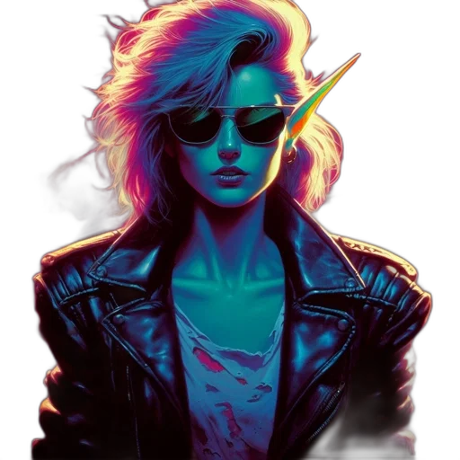 jacket, face, hair, cyberpunk transparent PNG cut-out