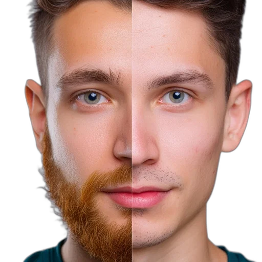 face, hair, mask, photorealistic transparent PNG cut-out