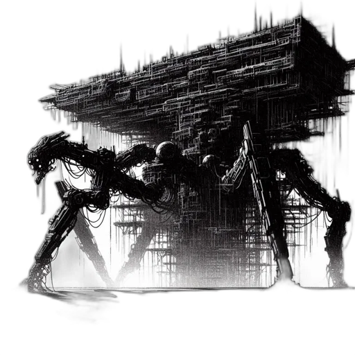 robot, creature, building, weapon transparent PNG cut-out