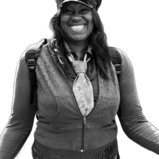 staff, jacket, hat, black-and-white transparent PNG cut-out