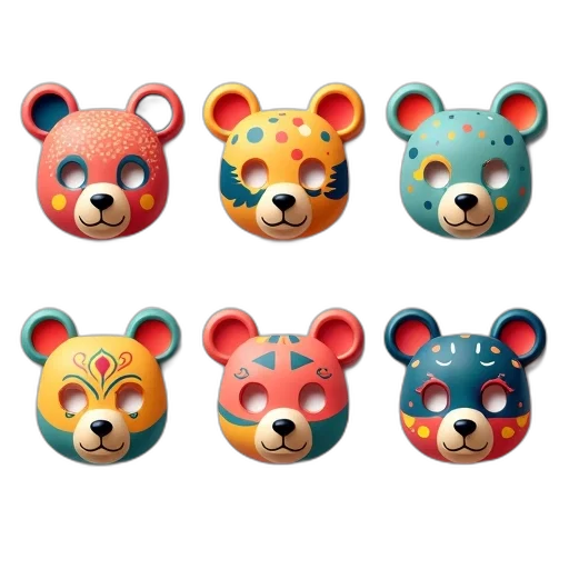 mask, 3d render, concept art, colorful transparent PNG cut-out