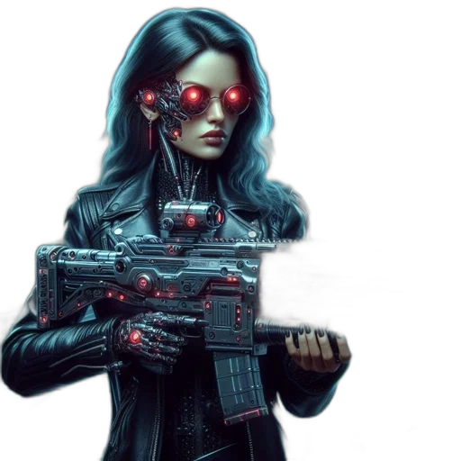 robot, weapon, cyberpunk, concept art transparent PNG cut-out