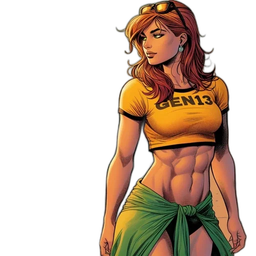 comic book art, concept art, young, woman transparent PNG cut-out