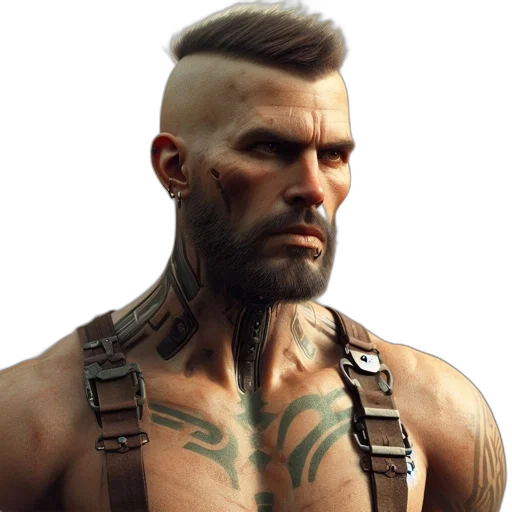 face, hair, concept art, cyberpunk transparent PNG cut-out