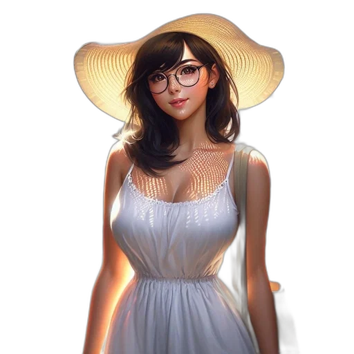 dress, hat, jewelry, photorealistic transparent PNG cut-out
