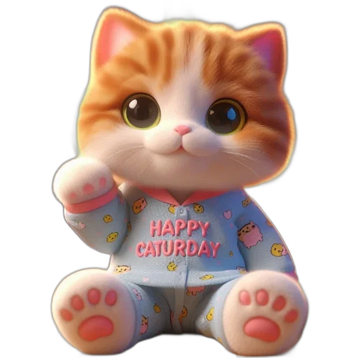 3d render, animated, feline, donning transparent PNG cut-out