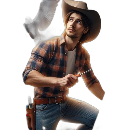 animal, hat, weapon, staff transparent PNG cut-out