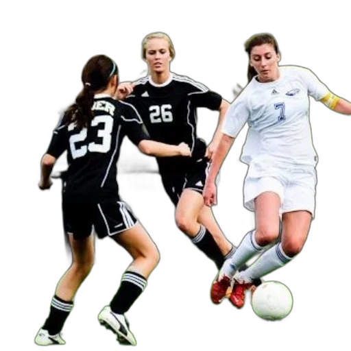 female, soccer, player, white transparent PNG cut-out
