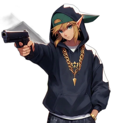 weapon, jacket, staff, anime transparent PNG cut-out