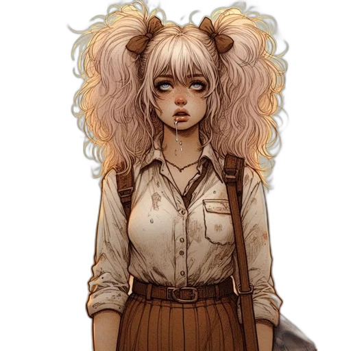 hair, staff, creature, fantasy art transparent PNG cut-out
