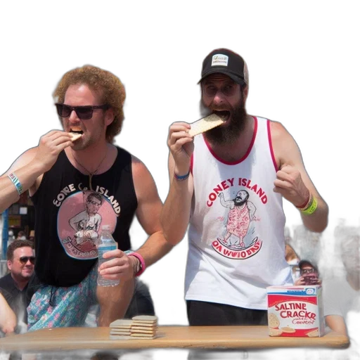 two, men, coney, island transparent PNG cut-out
