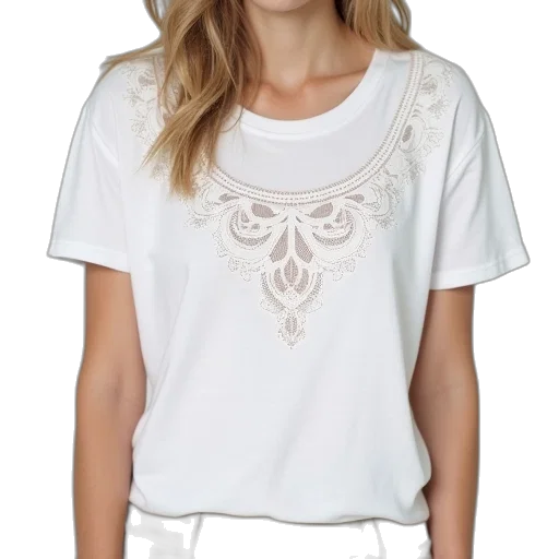monochrome, white, shirt, lacy transparent PNG cut-out