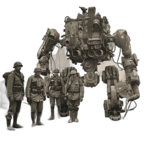 robot, weapon, jacket, concept art transparent PNG cut-out