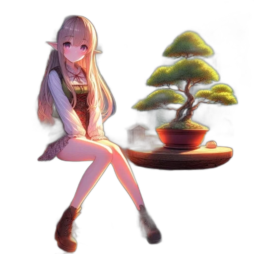 tree, dress, creature, staff transparent PNG cut-out