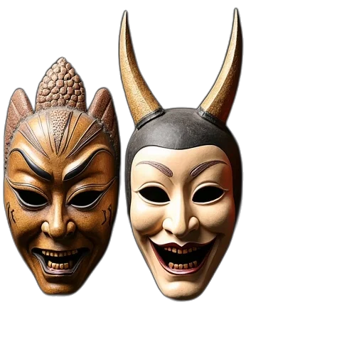 mask, 3d render, three, japanese transparent PNG cut-out