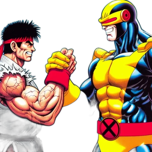 comic book art, concept art, two, animated transparent PNG cut-out