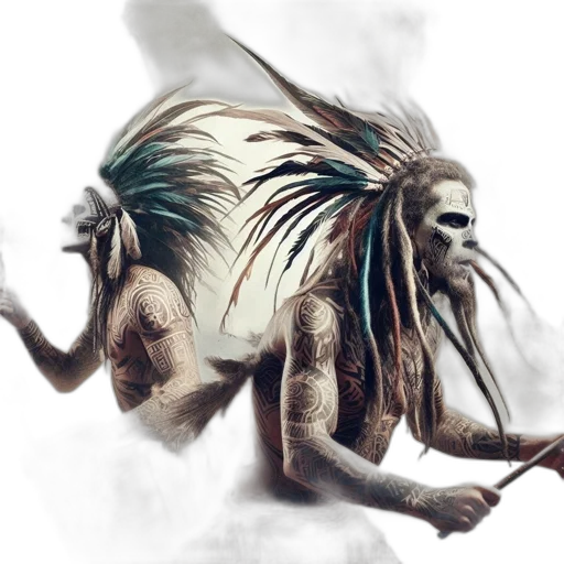 creature, staff, hair, weapon transparent PNG cut-out
